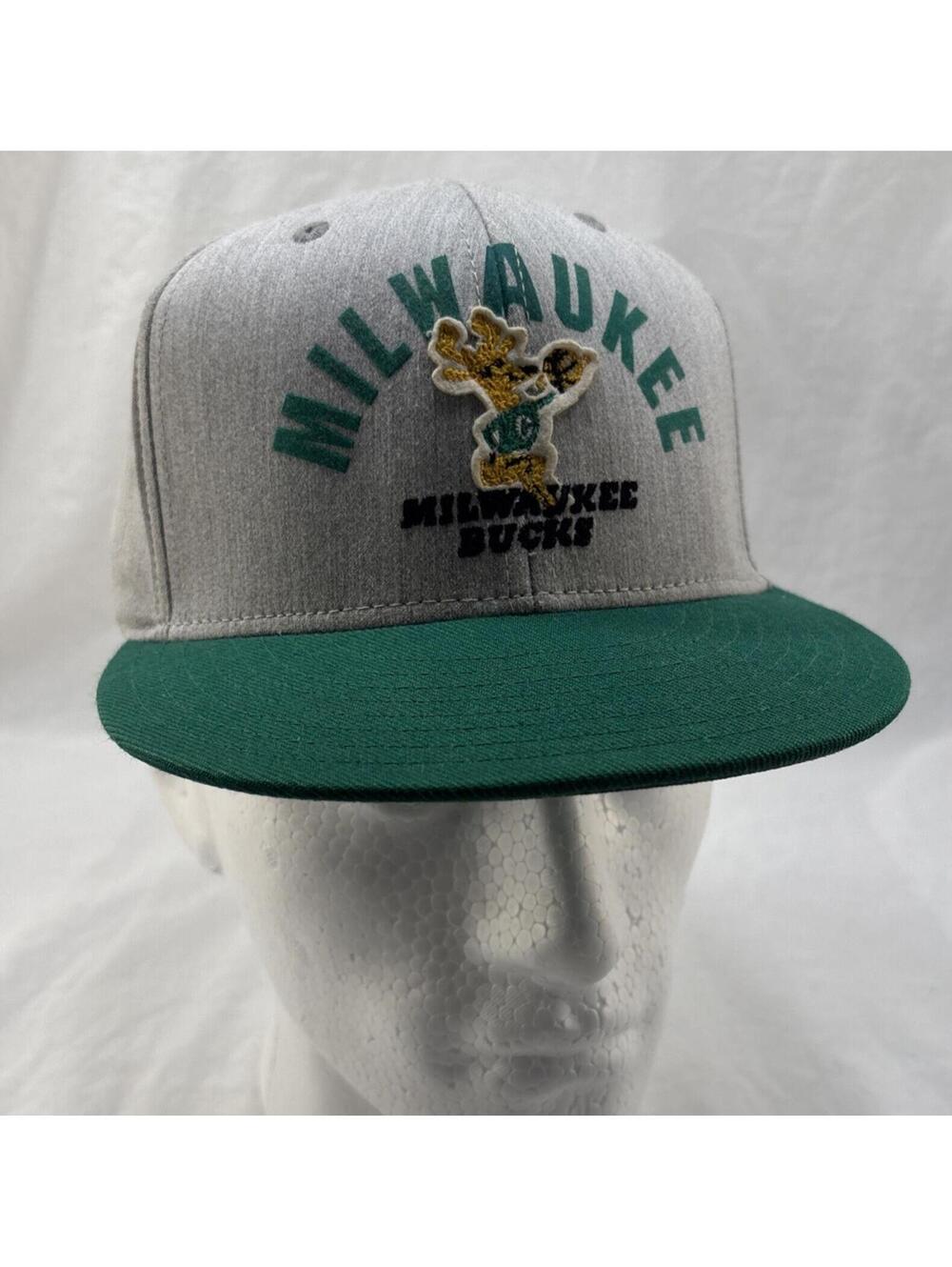 Milwaukee Bucks Adidas Hat Cap S/M Men's Gray Green